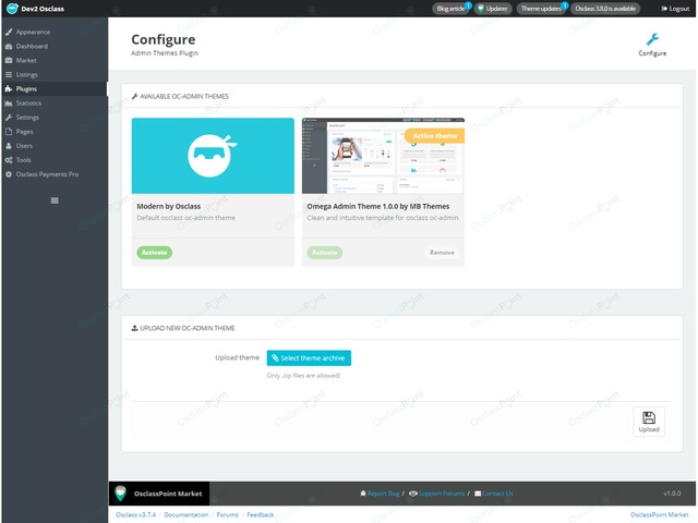 Admin Themes Loader Plugin - SEO, Speed & Admin - Osclass plugins