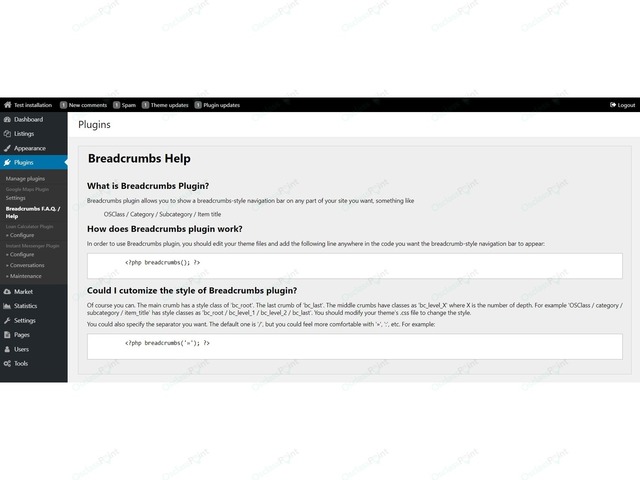 Breadcrumbs Osclass Plugin - Attributes, Fields & Maps - Osclass plugins