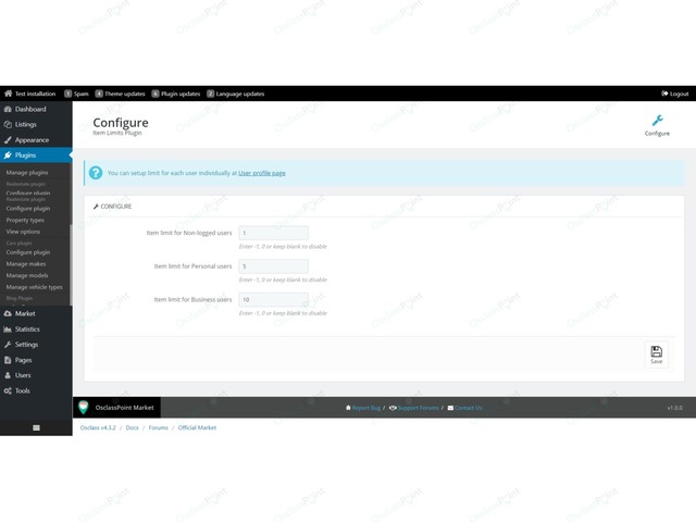 Item Limits Osclass Plugin - Osclass plugins - OsclassPoint.com