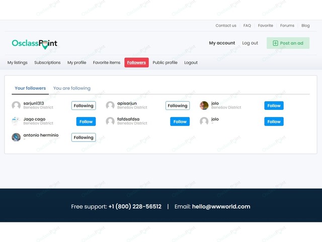 Followers Osclass Plugin - Osclass plugins - OsclassPoint.com