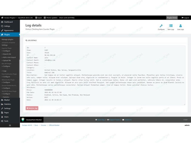 History Logger Osclass Plugin - Osclass plugins - OsclassPoint.com