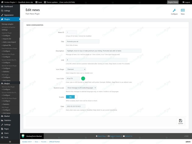 OsclassPoint.com - Flash News Osclass Plugin