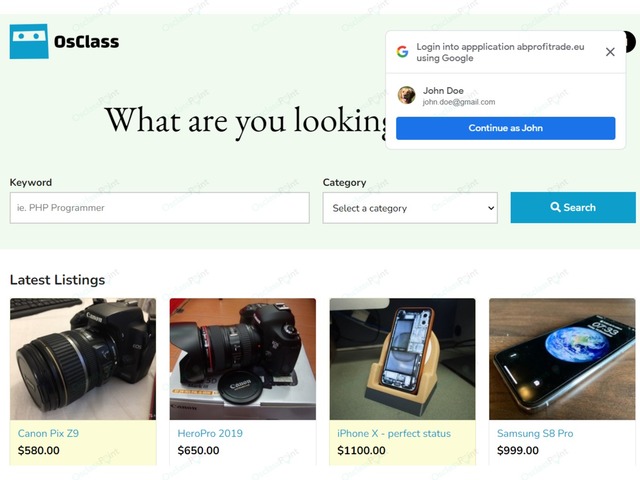 Google OneTap Login Plugin - Login & Social - Osclass plugins