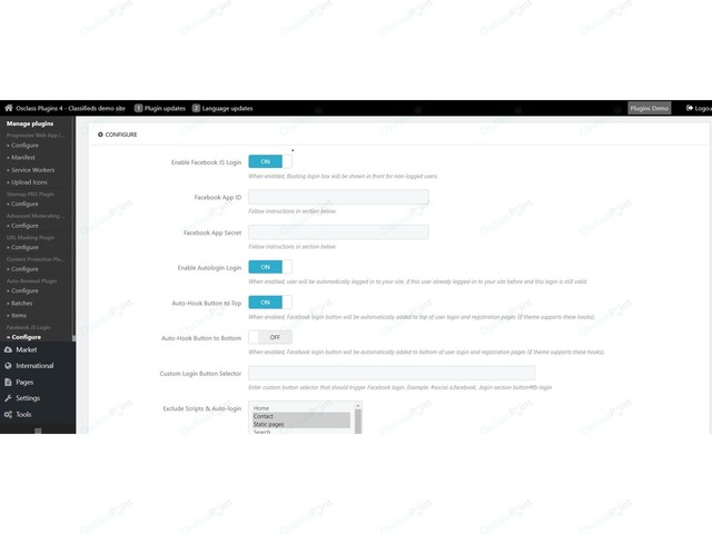 OsclassPoint.com - Facebook Instant Login Plugin