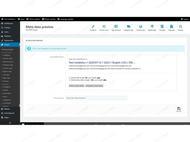 Seo PRO Plugin - Osclass plugins - OsclassPoint.com