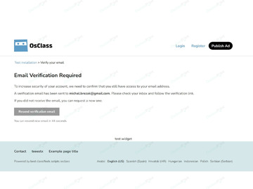 Email Verification Plugin - Security & Anti-Spam - Osclass plugins