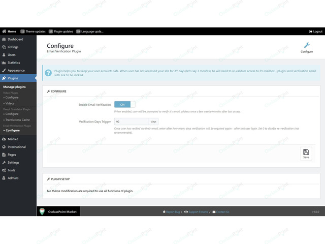 OsclassPoint.com - Email Verification Plugin